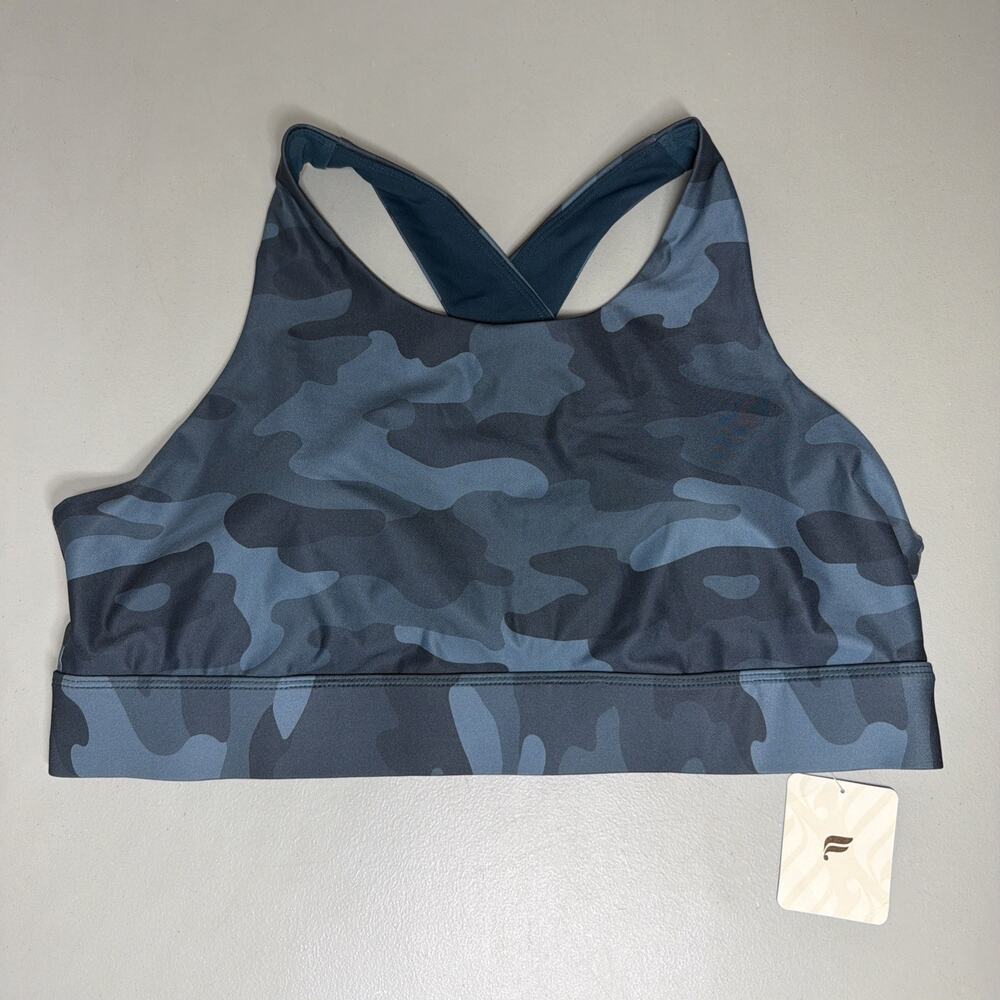 Fabletics No Bounce Sports Bra XXL Blue Camouflage High Impact